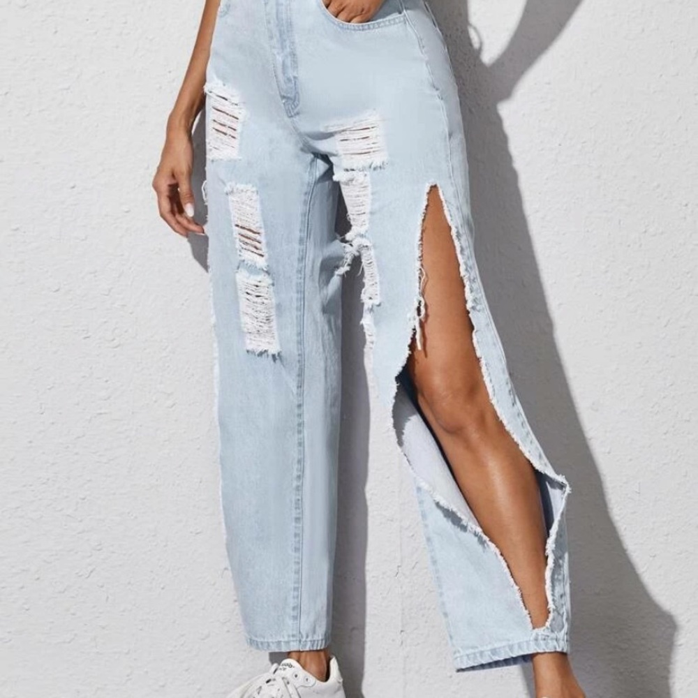 Light Wash Ripped Jeans - Picture 2 of 4